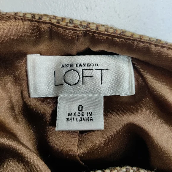 Loft Brown Wool Blend Pencil Skirt Size 0 - Picture 4 of 5